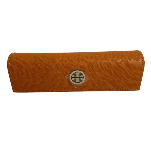 Tory Burch Eyeglasses Case Orange Soft Shell Slim Case + Cleaning Cloth NWOT - Picture 2 of 7